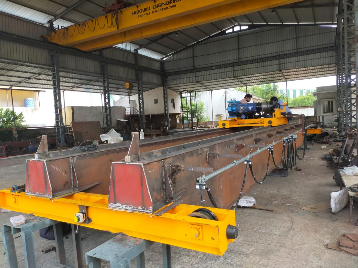 Crane girders and end carriage in the workshop