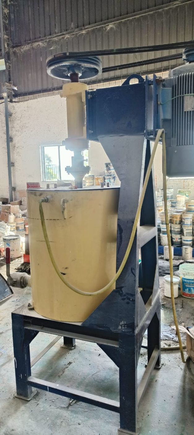 Belt-driven mixer on a heavy steel stand